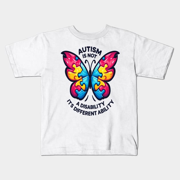 Autism's Colorful Wings: Mind Body Balance Kids T-Shirt by maknatess